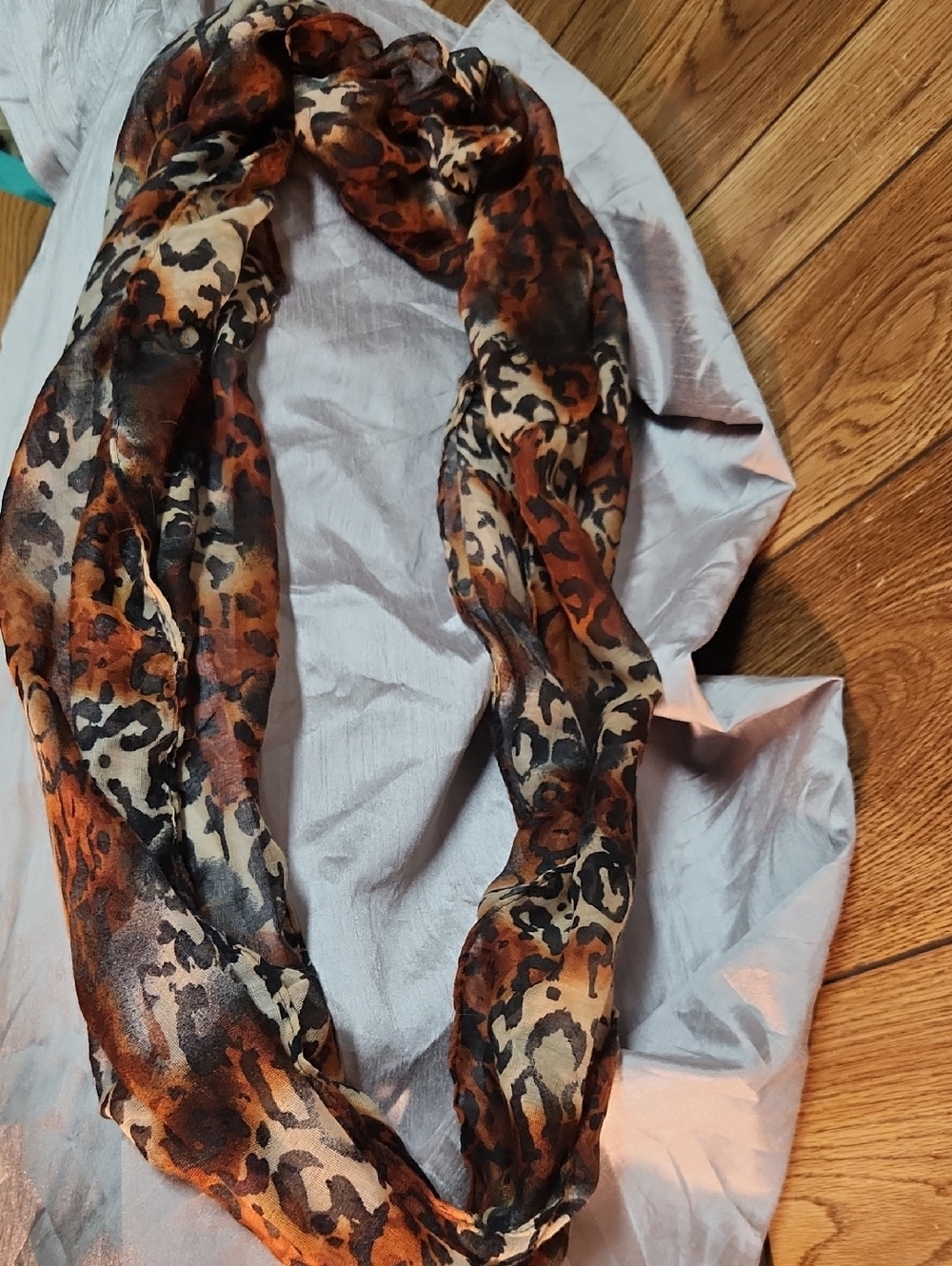 Leopard Print Infinity Scarf in Brown and Black